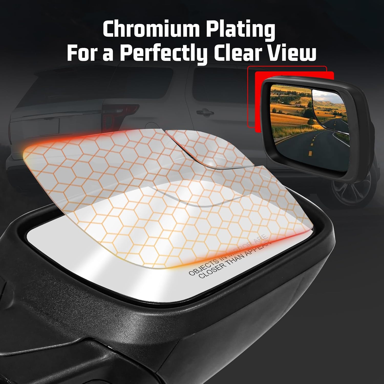 Passenger Side Manual Folding Door Mirror Replacement for 2011–2019 Ford Explorer, Non-Heated, No Turn Signal, 3-Pin Connector, Matte Black, Replaces GB5Z17682AB BB5Z17682NA