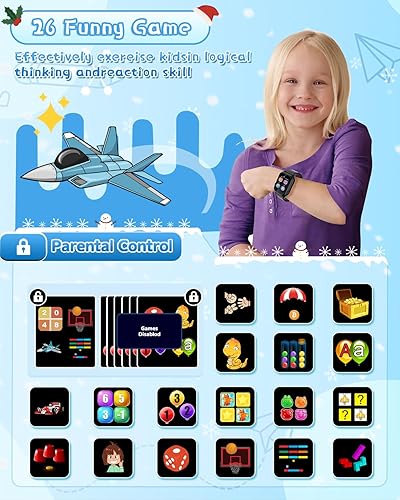 Miniatura 3 de Reloj inteligente para niños con IP67 resistente al agua 26, juego de rompecabezas de 1.44 pulgadas, pantalla táctil, cámara de video, música,