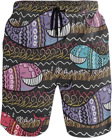 Mens Swim Trunks Vintage Style Whale 