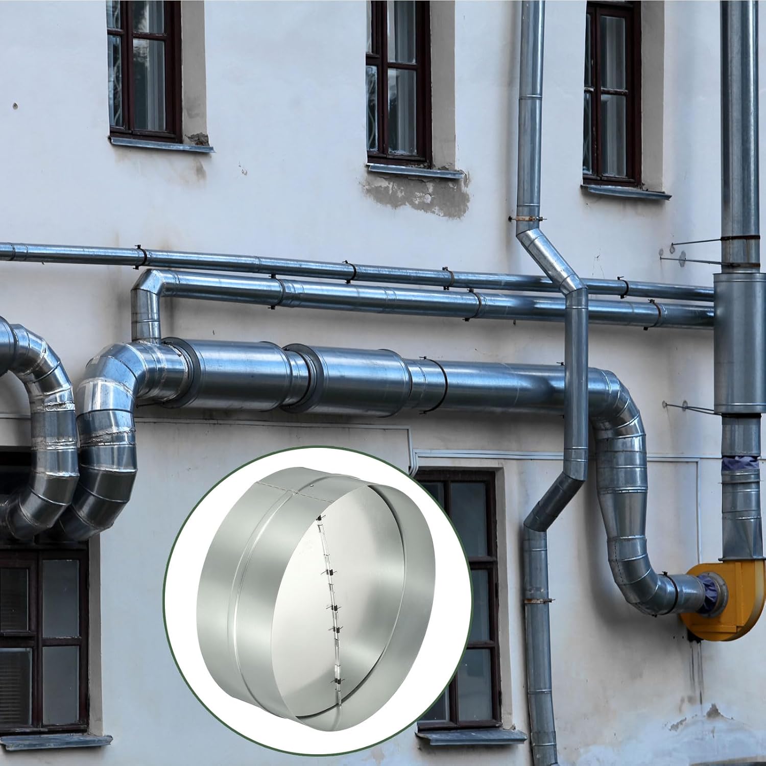 YOKIVE 12.5-inch Backdraft Damper Shutter, Inline Spring Loaded Blocker Dryer Duct Damper, Great for Retrofitting Ducting Preventing Unwanted Drafts in Metal Ducts (Silver Tone)