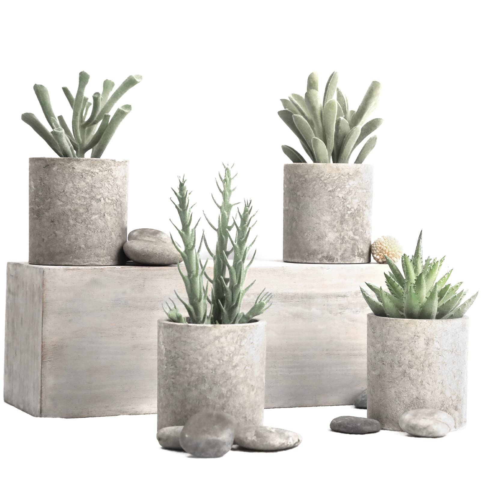 WUKOKU 4pcs Small Fake Plants Artificial Succulents Plants for Home Farmhouse Office Bedroom Decor Indoor