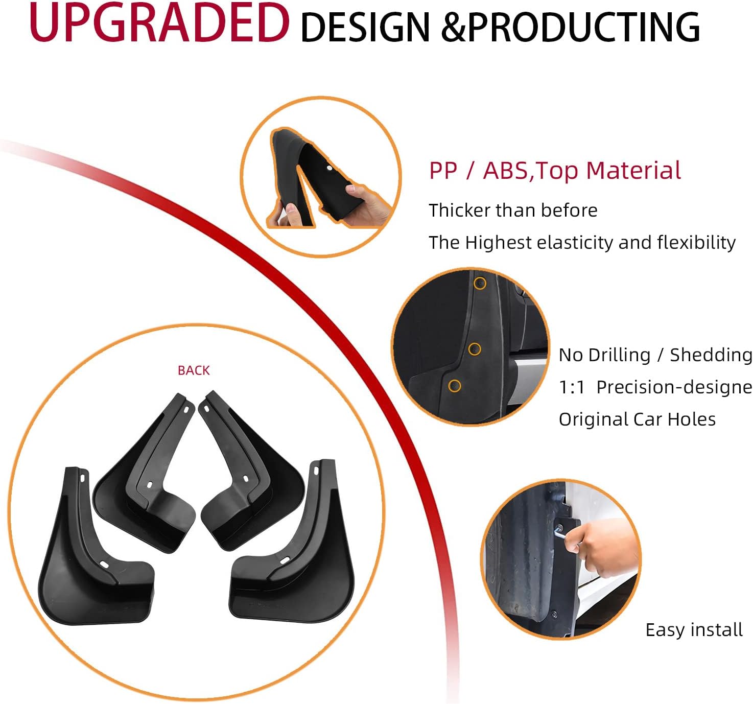 Mud Flaps Kit for 2021 2022 Envision Accessories Mud Splash Guard Mud Flap Front and Rear 4pcs