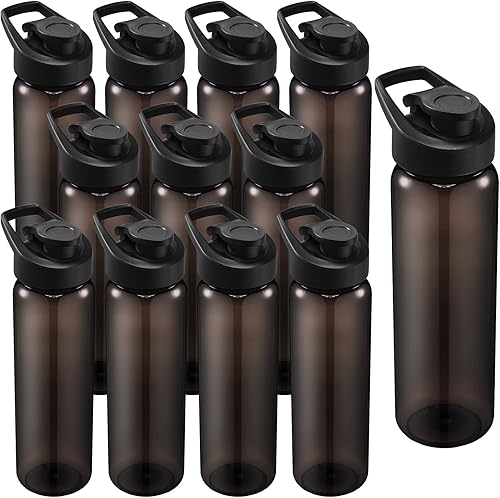 Mimorou Paquete de 12 botellas de agua deportivas de 24 onzas a granel botellas de plástico para bebidas deportivas juego de tazas de agua