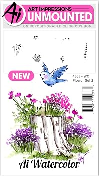 Art Impressions Watercolor Cling Rubber Stamp Flower 2 4868
