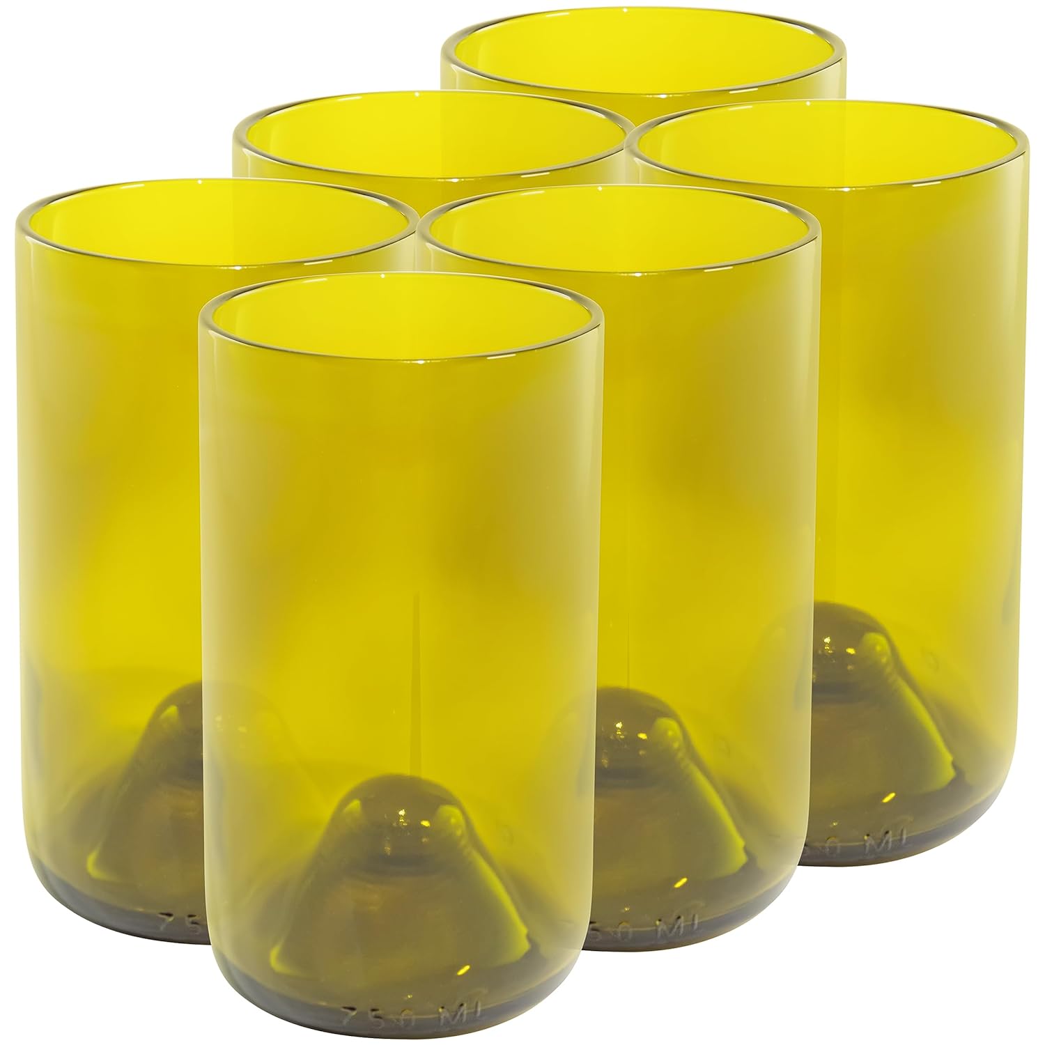 Upcycled Wine Bottle Drinking Glasses Amber 16 Fl Oz Fire