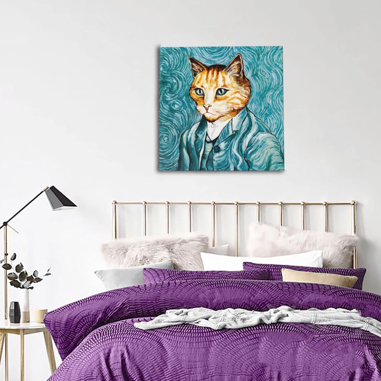 猫とインコとイングリッシュコッカーのいる寝室」アクリル画