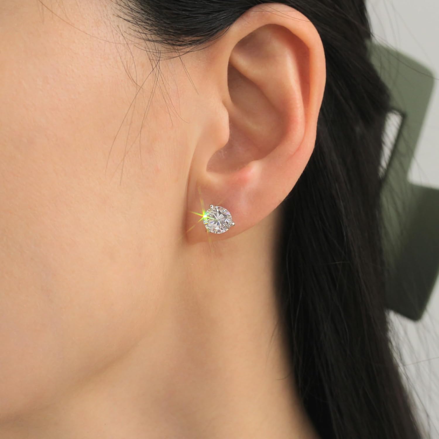 925 Sterling Silver Earrings 2.5 cttw Round CZ Stone Martini Setting Three Prong Stud Earrings