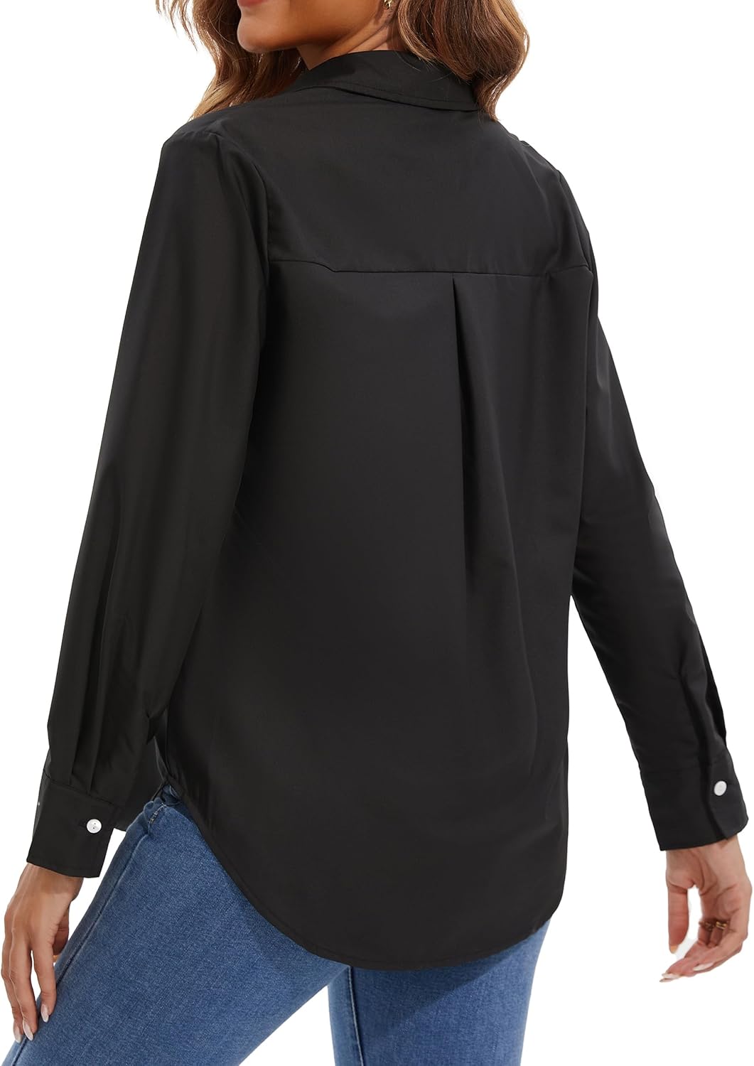 Women's Long Sleeve Blouses Wrinkle Free Button-Down Casual Dress Shirts for Women Fashion V Neck Tops - Image 5