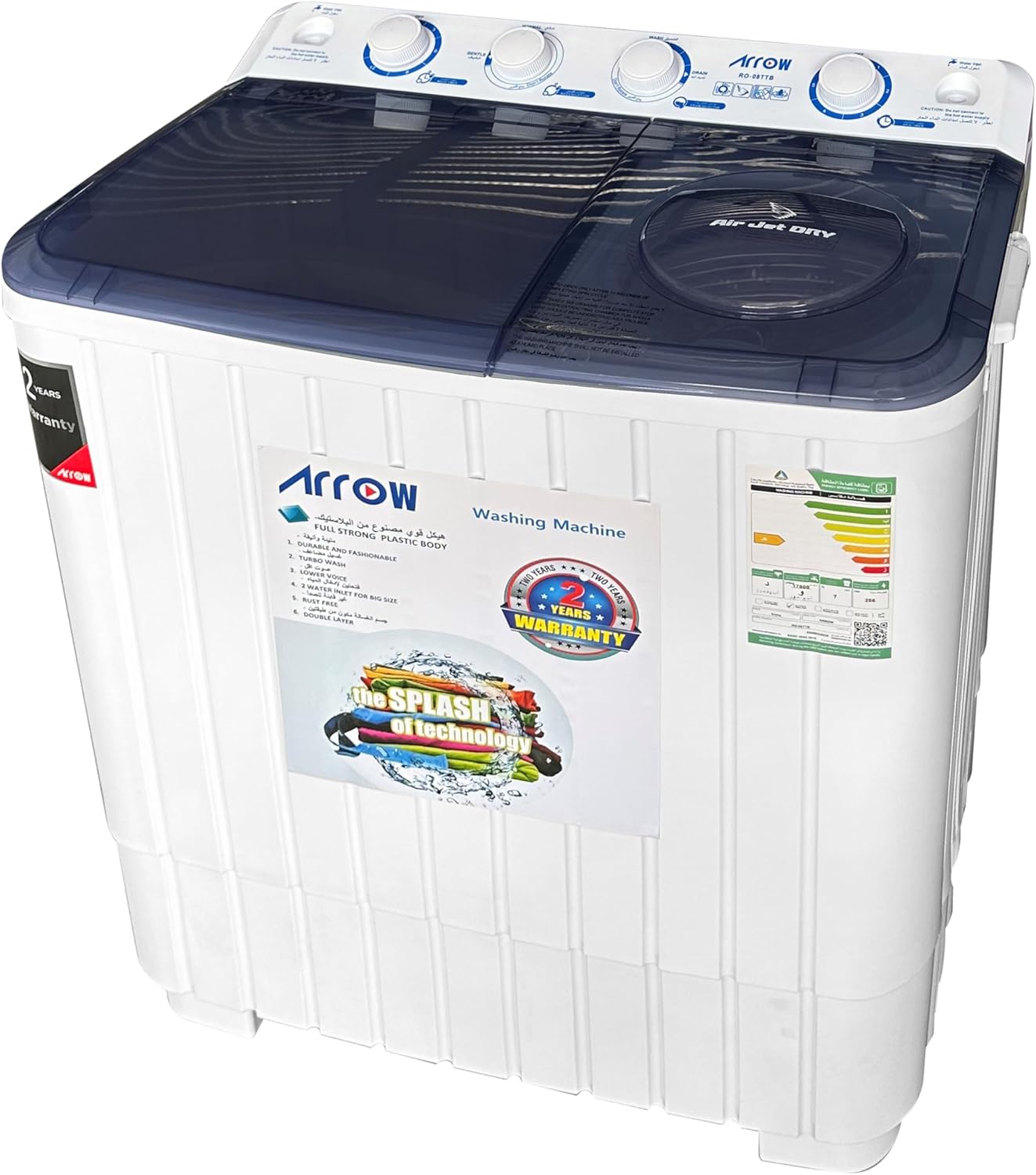 Best | 7KG Twin Tub Semi-Automatic Washing Machine, 400 Watt, 7 KG Wash Capacity, 5.5 KG Spin Capacity, Light Grey Color, 15 Wash Timer, 5 Spin Timer | Model Name: RO-08TTB 2026 - view 3
