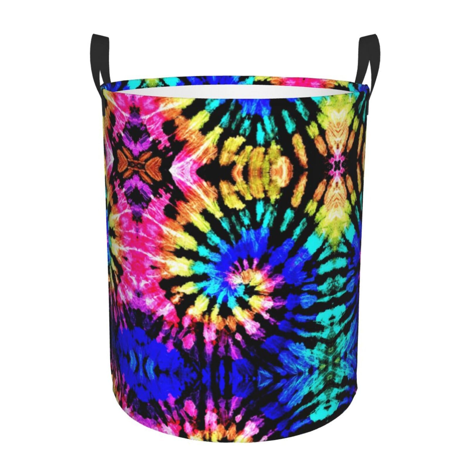 S Collapsible Round Exotic Tribe Tie Dye Style Print Laundry Hamper