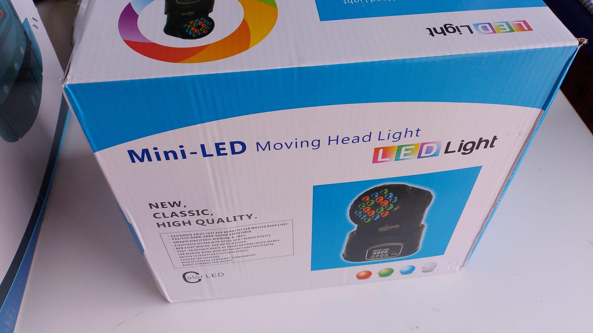 TESTA MOBILE 18LED Proiettore LED RGB testa rotante 360 Luci BEAM disco mobile motore faro