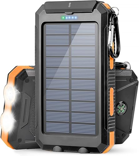 Banco de energía solar, 38800 mAh cargador solar con entradasalida USB Clinternas LED compatibles con iPhone, Samsung, iPad, adecuado para