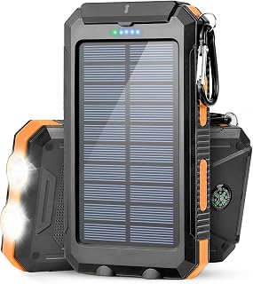 Solar Power Bank, 38800mAh Solar Charger with USB C Input/Output/LED Flashlights Compatible with iPhone, Samsung, iPad, Suitable for Outdoor, Camping