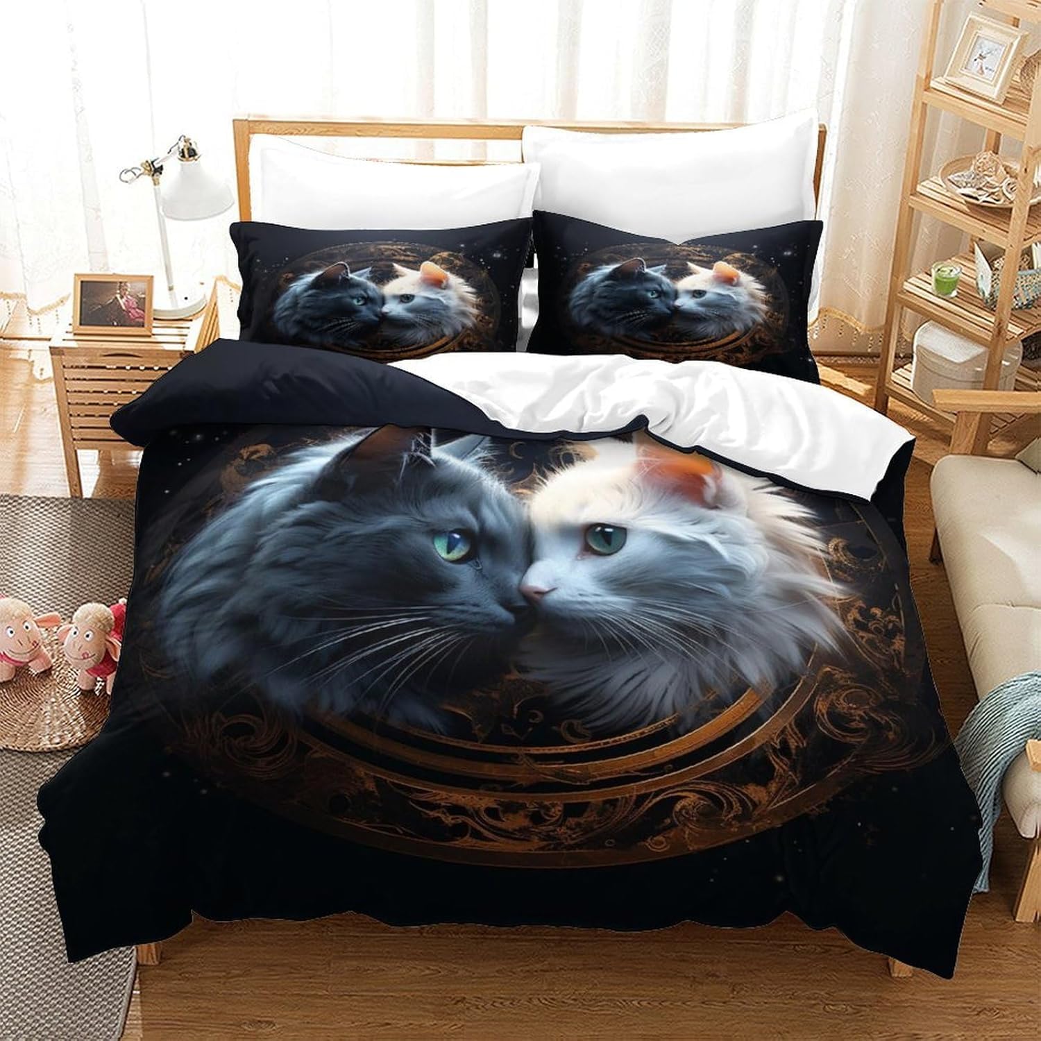Parure de lit chat 200x200 cm anti-plis pour un lit toujours impeccable sans repassage