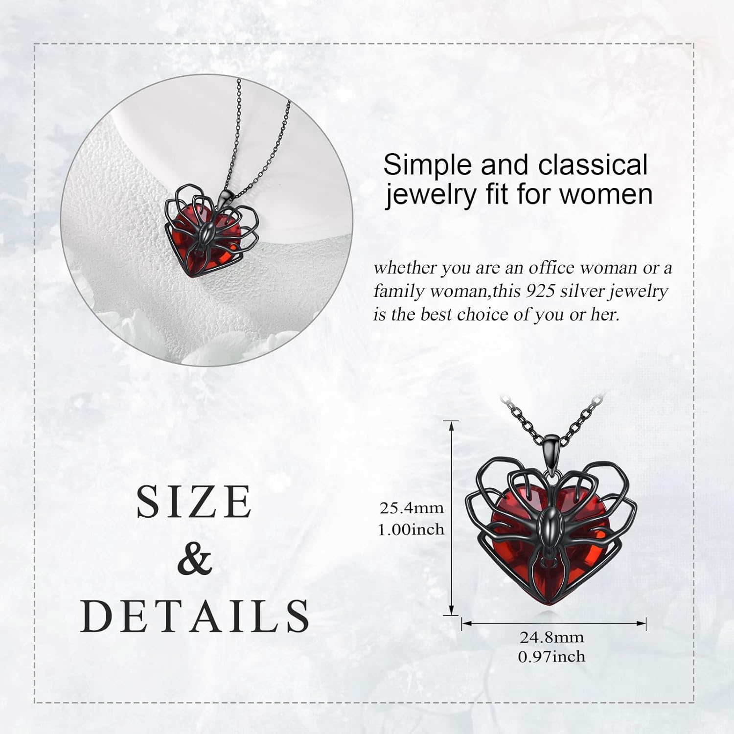 LUHE Bat/Spider/Black Cat Necklace for Women Sterling Silver Bat/Spider/Black Cat Pendant Jewelry Gifts for Women - Image 4