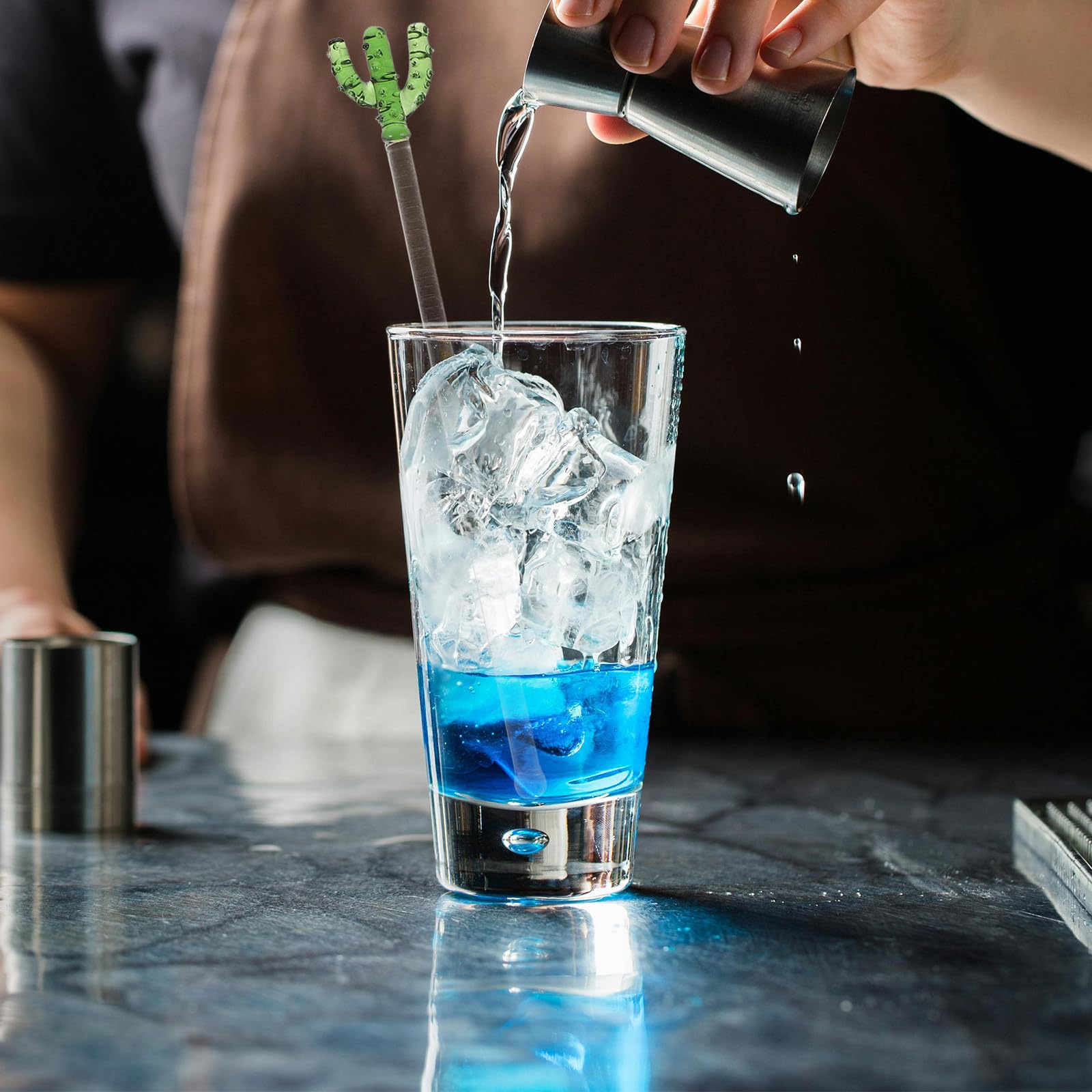 Kichvoe 5 Bastoncini di Vetro per mescolare per Barman: Forniture per Bastoncini da Cocktail - di miscelazione a Forma di Cactus per caffè, Cocktail, Bevande