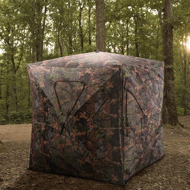 TANGZON 3 Person Pop-up Hunting Blind, Camouflage Hide Tent with Portable Bag, Lightweight Shooting Ground Blind for Hunter & Wildlife Photography