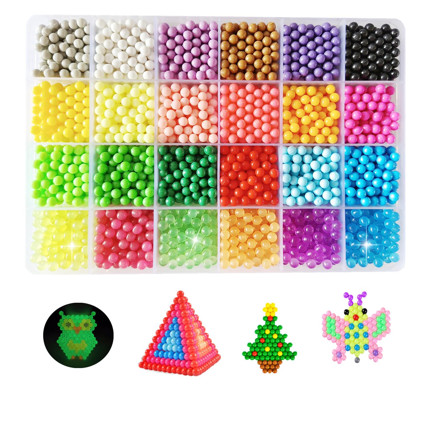 Vytung Water Fuse Beads Kit3600 Beads 24 Colors(6 Glow in Dark) Mega Bead Refill Beads for Kids