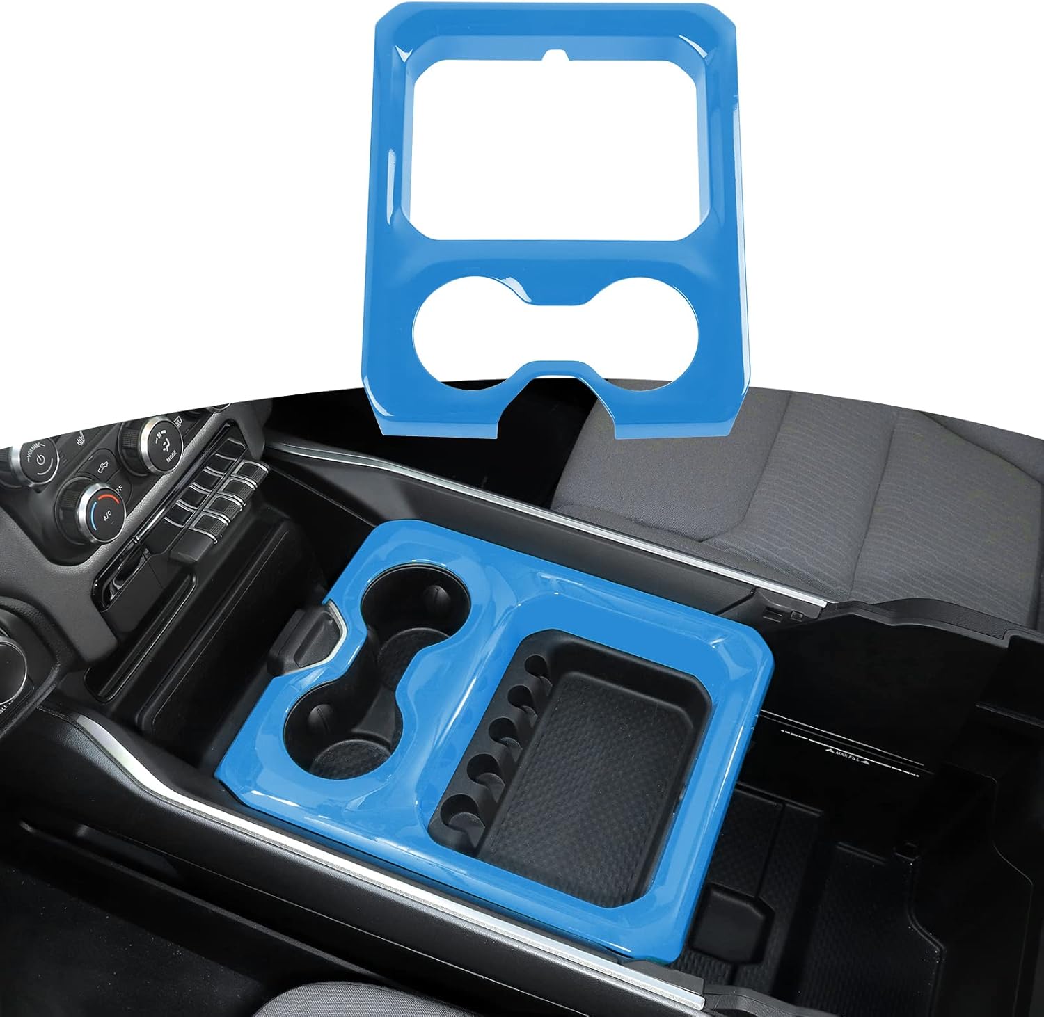 RT-TCZ for RAM Center Console Cup Holder Trim Cover Red for Dodge RAM 2018 2019 2020 2021 2022 2023 Red Interior Accessories