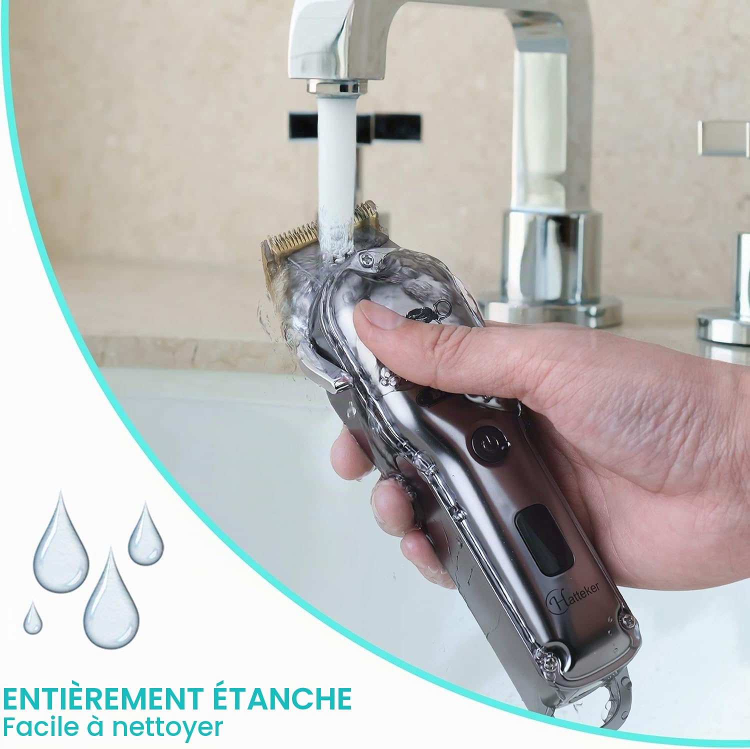 Hatteker Tondeuse Cheveux professionnelle Tondeuse à cheveux hommes Tondeuse Cheveux et barbe Tondeuse barbe longs USB Rechargeable Indicateur LED