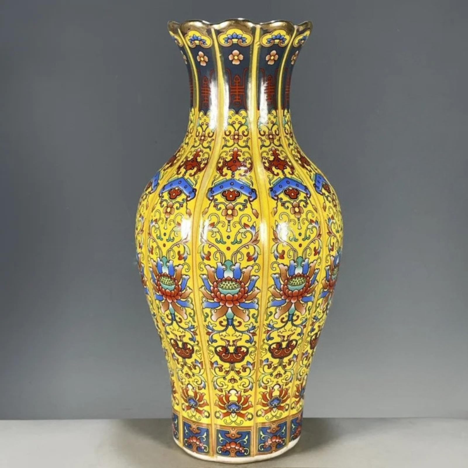 Vase en céramique Jingdezhen 27 cm bibelot asiatique de style chinois ancien