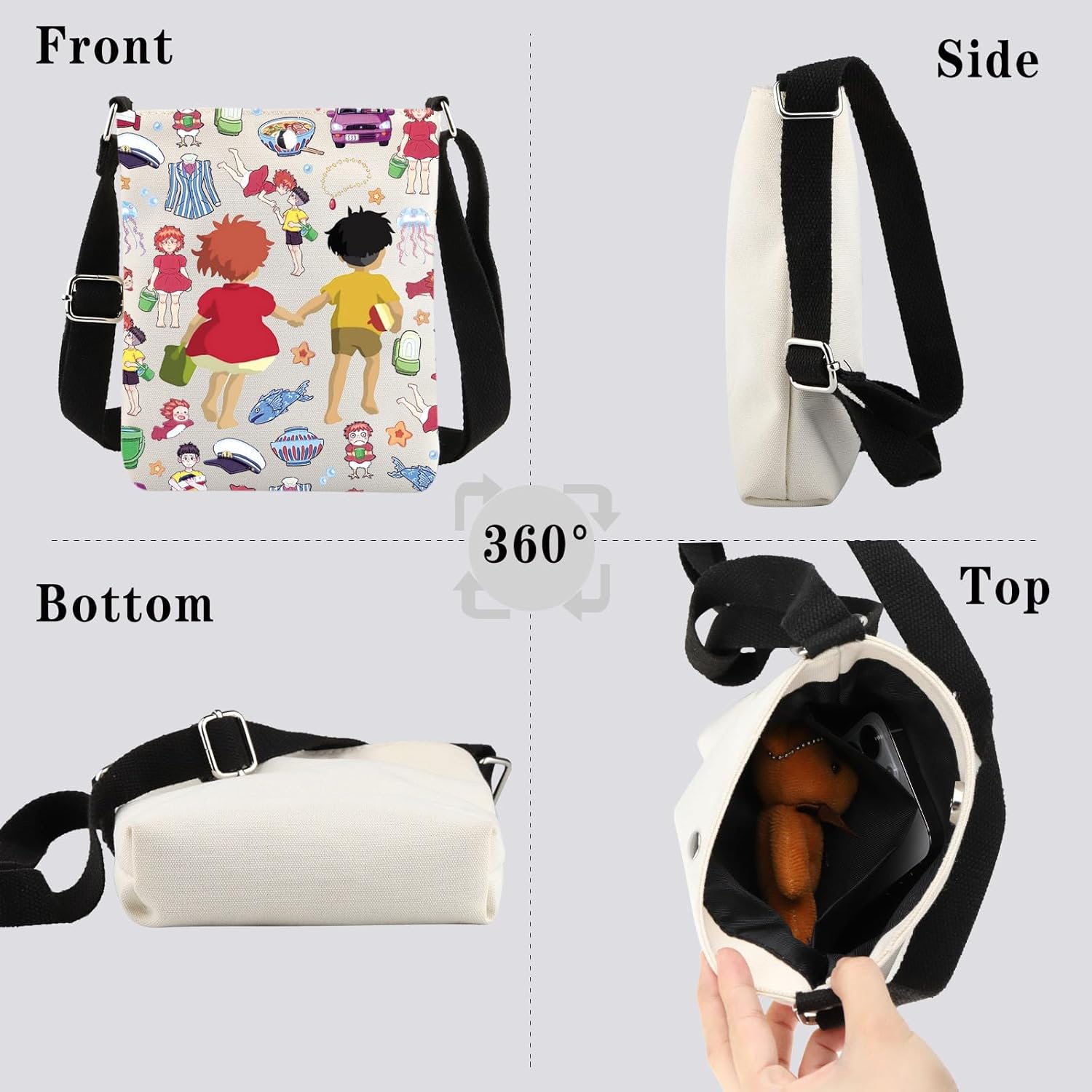 GJTIM Japanese Anime Inspired Gift Japanese Manga Gift Ponyo&Sosuke Crossbody Bag for Cartoon Movie Lover - Image 6