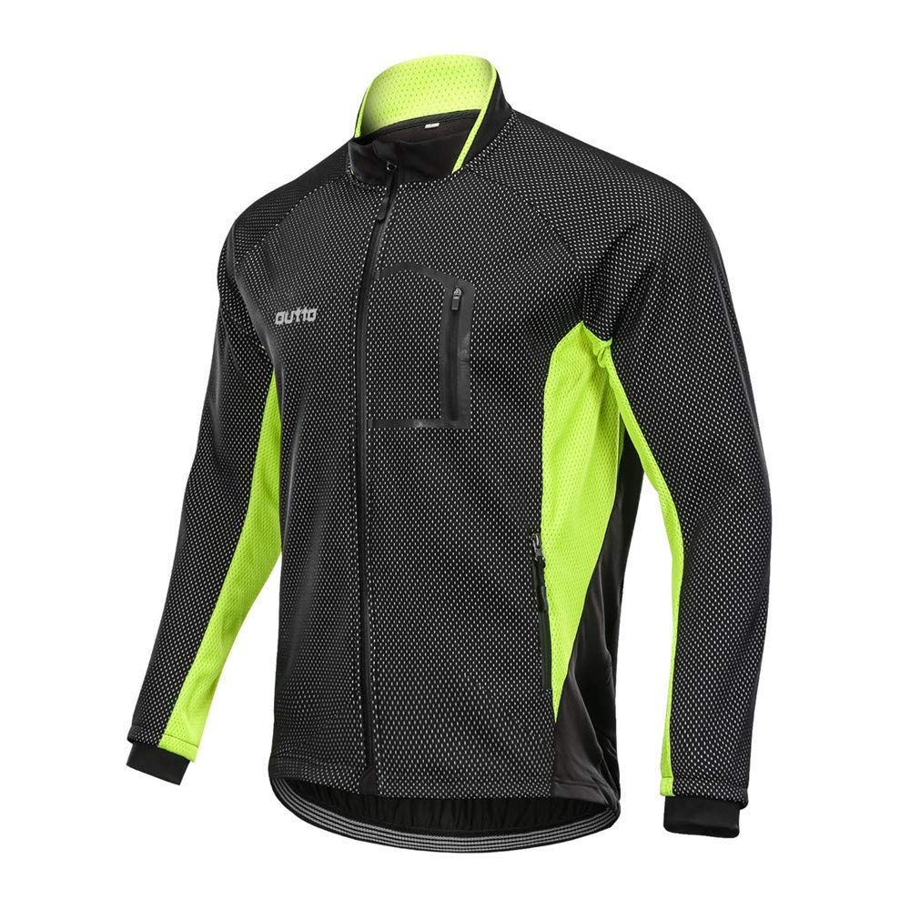 LINGKY Winter Windproof Fahrradjacke, Herren Radjacken Für Herren MTB Mountainbike Jacke Visible Reflective Fleece Warm Jacket