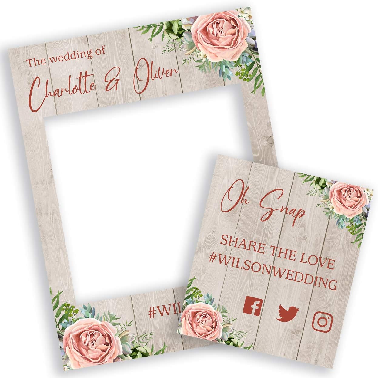 Personalised Wedding Selfie Frame Photobooth Prop Decoration for Creating Fabulous Memories of Your Special Day - Rustic