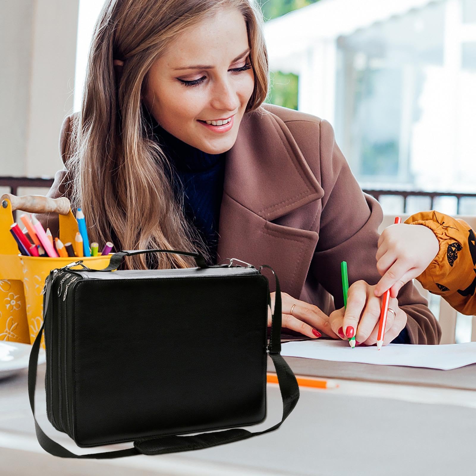 Astuccio portapennarelli grande Contenitore organizer portatile di grande | Porta Marker Per Materiale Scolastico, Hobby, Fai Da Te, Pennelli Trucco, Matite Acque