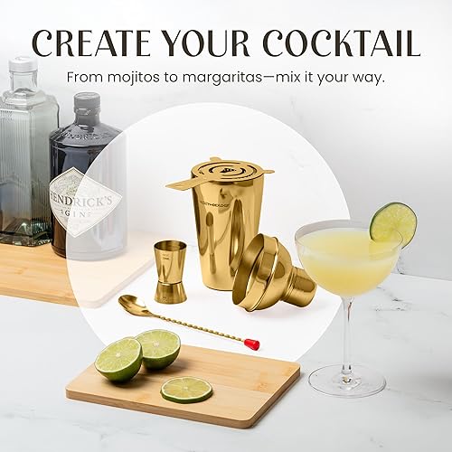 Miniatura 4 de Modern Mixology Juego de coctelera  Kit de camarero de 8 piezas en soporte de pino de calidad  Juego completo de regalo de kit de cóctel  Regalos de