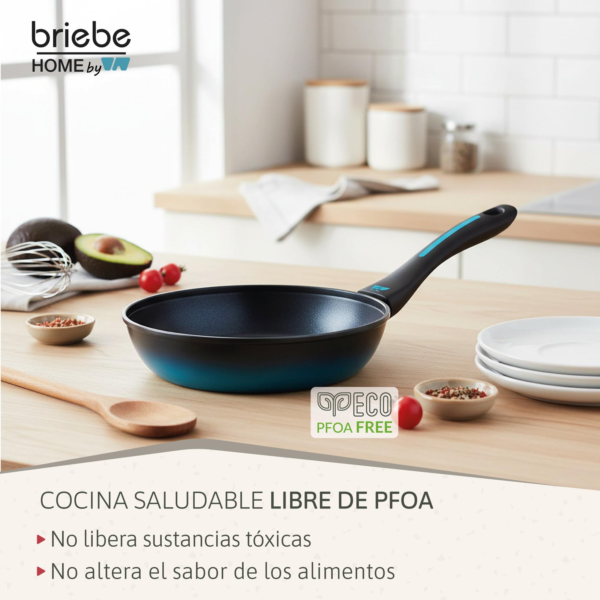 briebe MARE Batería Cocina Inducción, Acero Forjado 9 Piezas, Antiadherente Libre PFOA, Juego 3 Ollas Y 3 Sartenes Profesionales, Alta Resistencia, Apta Para Todo Tipo de Fuegos, Fabricada en España