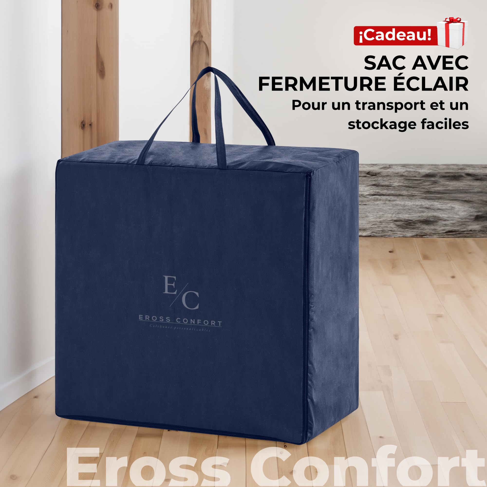 ErossConfort Matelas Pliable Noyau Mousse HD, Housse Lavable. Matelas Pliable pour Voyage, Camping, Caravane. Qualité Extra Respirante. Hauteur 10 cm