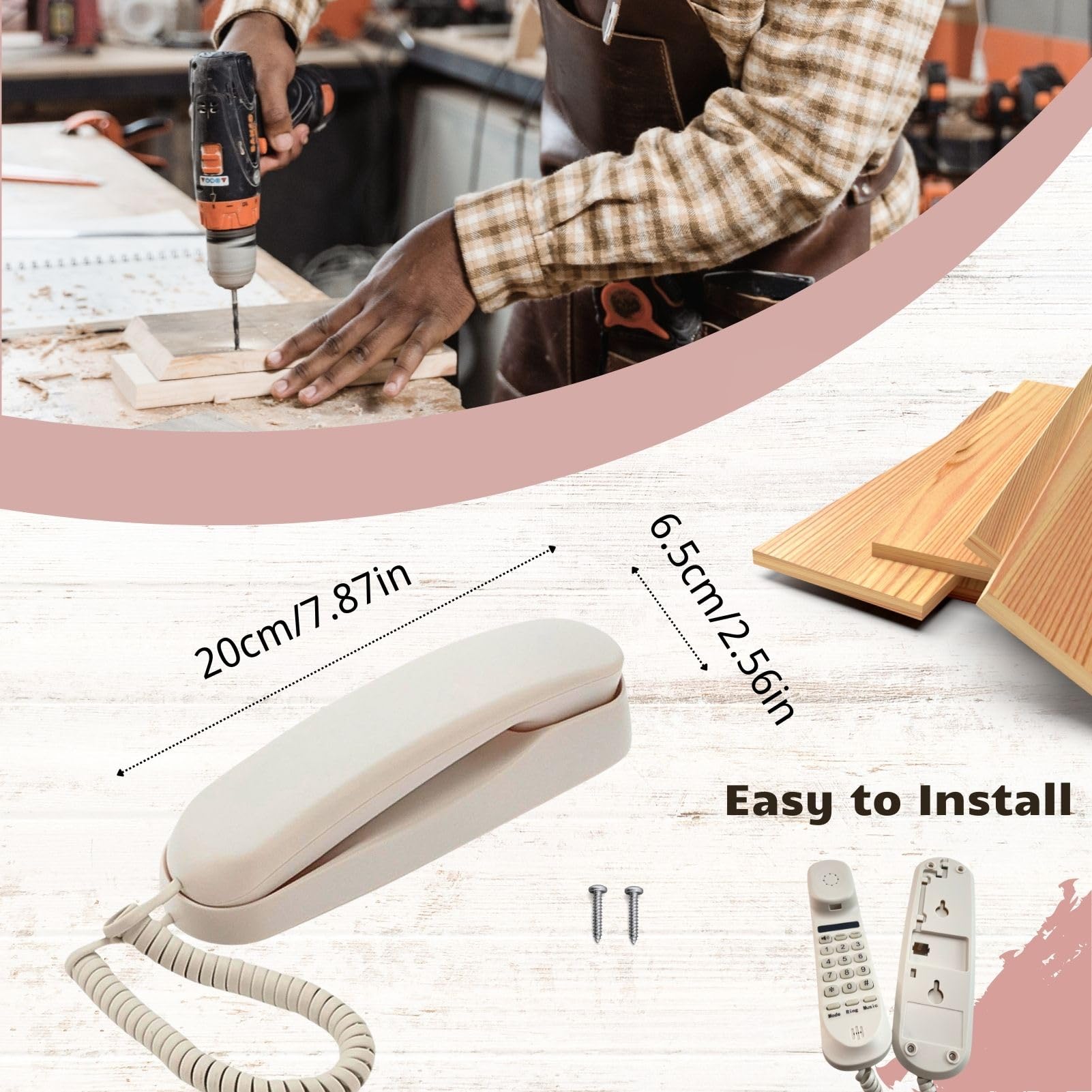 Toy Phone - Busy Board DIY Accessories Parts Items- Playground Playhouse Swing Set Telephone Plastic Pretend Play - Fake Phone with Sound - Telephone with Numeric Key