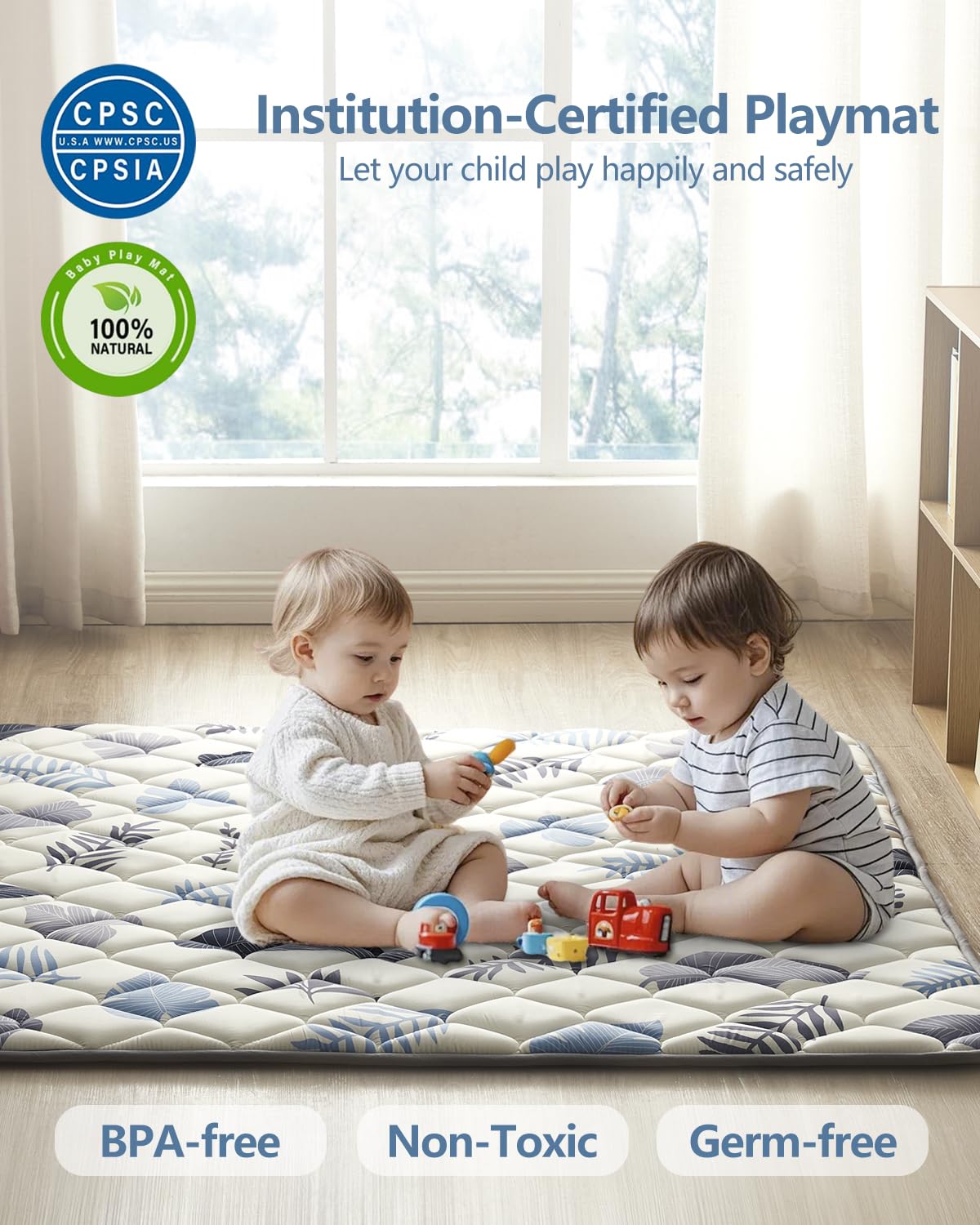 Tapete de juego para bebé, tapete antideslizante para el suelo, tapete suave y grueso para corral, tapete de juego portátil, tapete de gateo para bebés, niños pequeños y bebés para jugar y 5