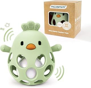 MCGMITT Baby Teething Toys for 3-6 Months, Easy Grasp Silicone Infant Rattle Teether Toy for 0-12 Months, BPA-Free Food Grade Baby Montessori Sensory Toys, Soft Infant Chew Toys for Teething Relief