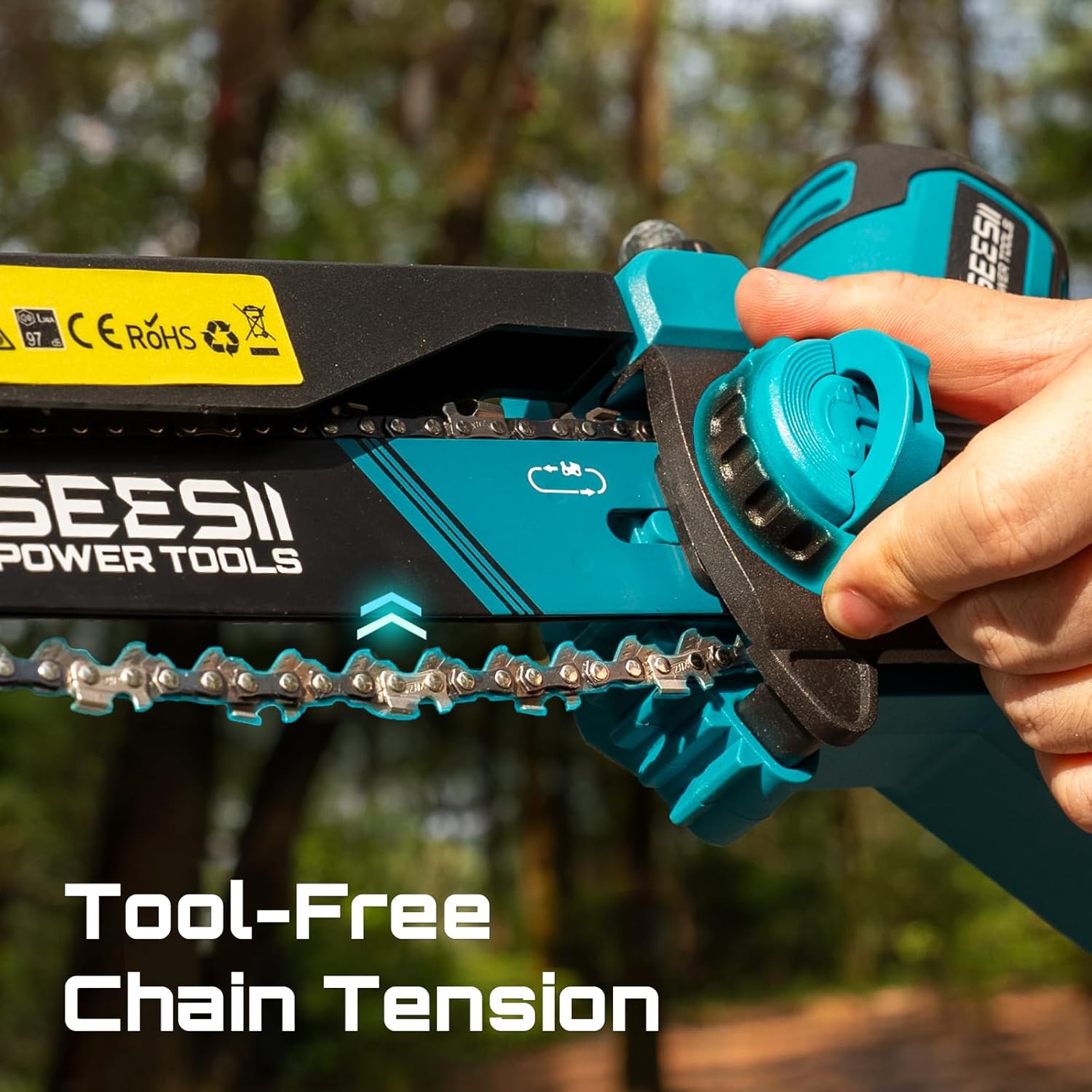 SEESII 8-Inch Cordless Mini Chainsaw, 2026 Upgraded Brushless Motor, Electric Chainsaw with 2×4000mAh Batteries, Tool-Free Chain Tension & Auto-Oiler, Handheld Tree Saw for Efficient Cutting - Image 6
