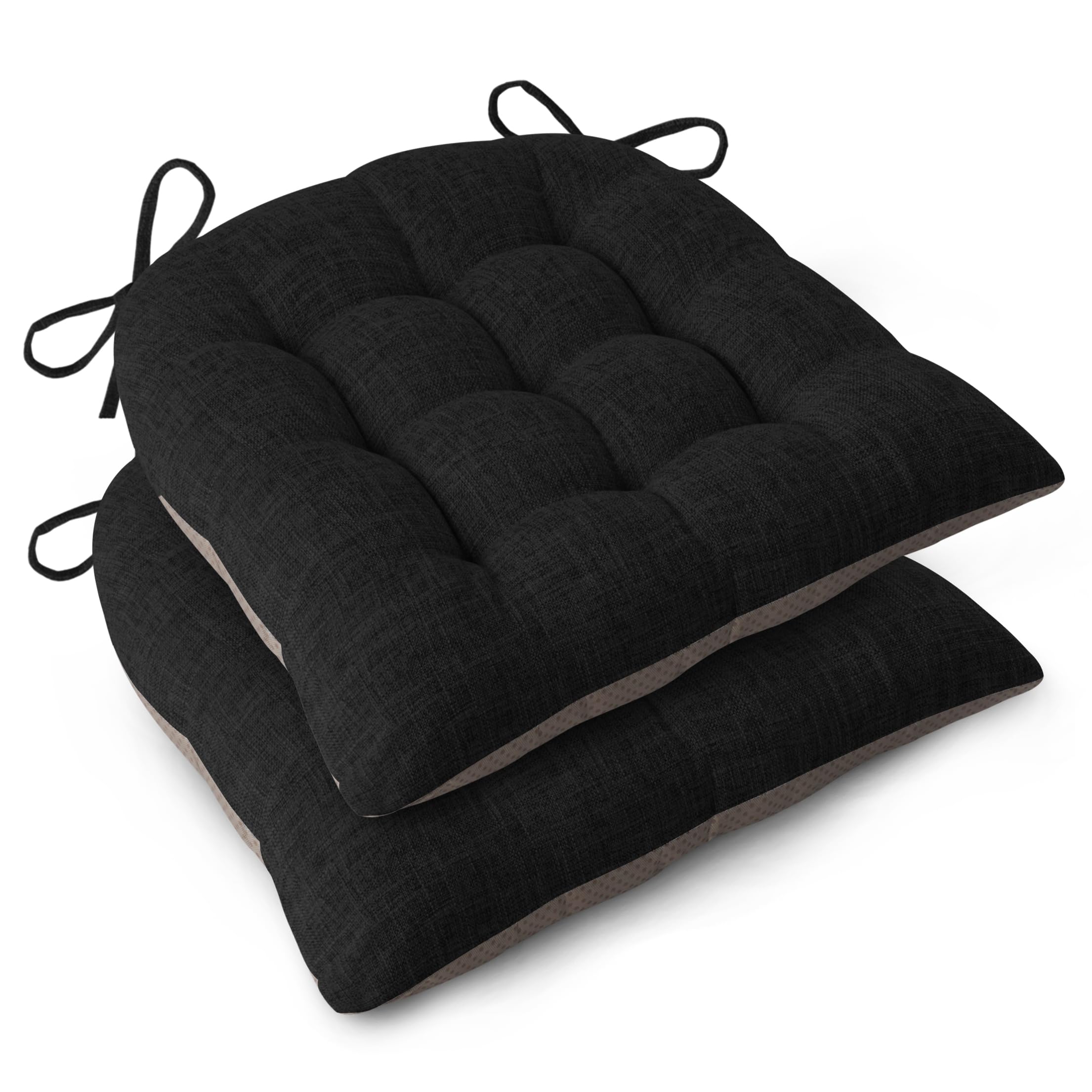Chair Cushions for Dining Chairs Set of 4 Durable D-Shaped Seat Cushions with Non-Slip Backing Secure Ties Thick Cozy Seat Pad for Kitchen Dining Room Office(46x42x7.6cm Light Grey) — view 16