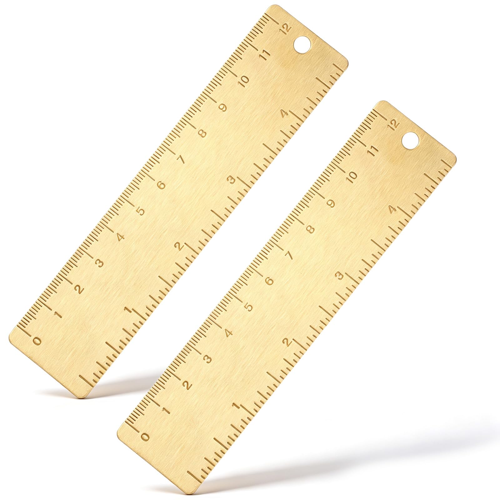 Dplolng 2pcs Brass Ruler,5 Inch Straight Small Ruler for Journaling Drawing