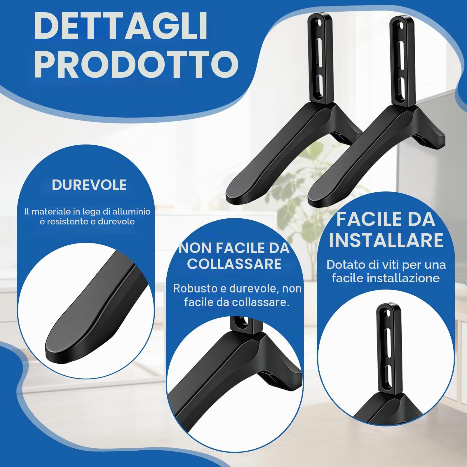 Supporto TV da Tavolo Piedini per Piedistallo TV per Schermi LCD LED OLED da 32-65 pollici Supporto TVs da Tavolo Antiscivolo Installazione Semplice