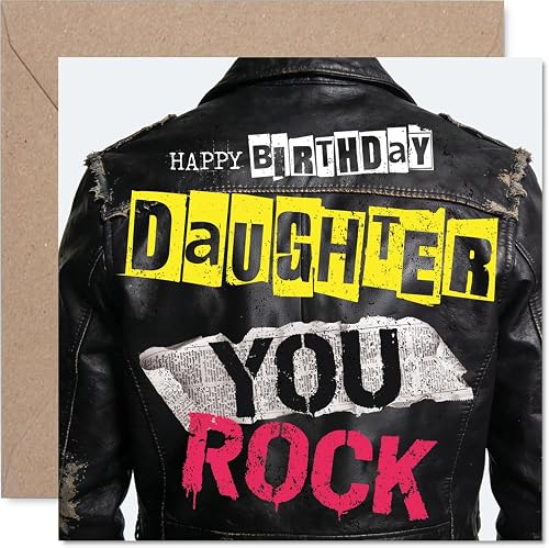 Stuff4 Playful Birthday Card for Daughter - Edgy Rockstar Vibes - Leather Jacket