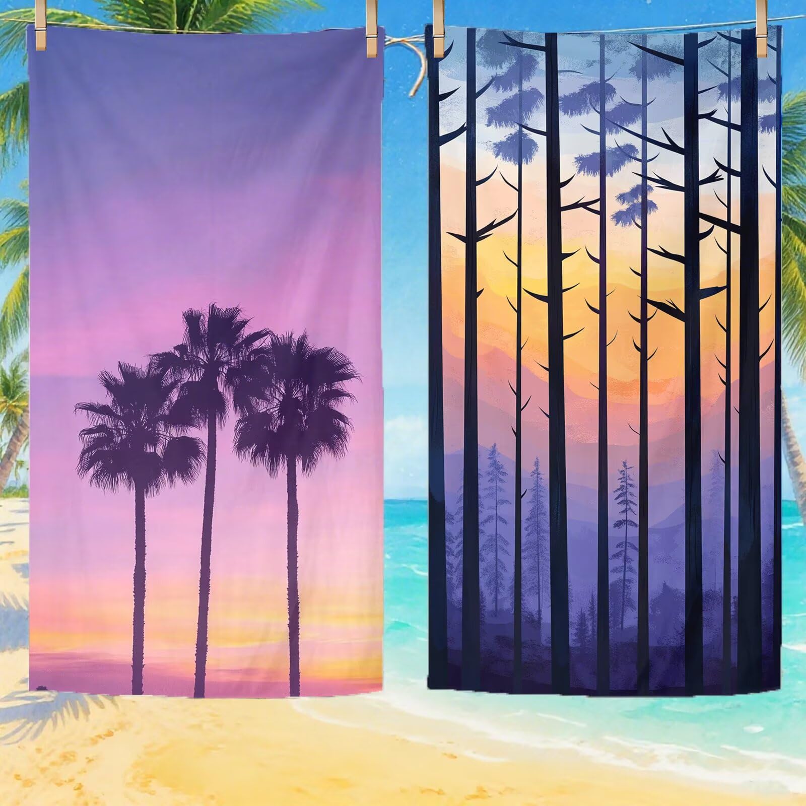 Serviette de Plage XXL 80x160 cm,Arbre Serviette Plage Microfibre avec Séchage Rapide, Anti-Sable, Absorbante Fonction Design pour Vacances Piscine Pique-Nique Voyages Yoga, Cadeau Femme Q-773