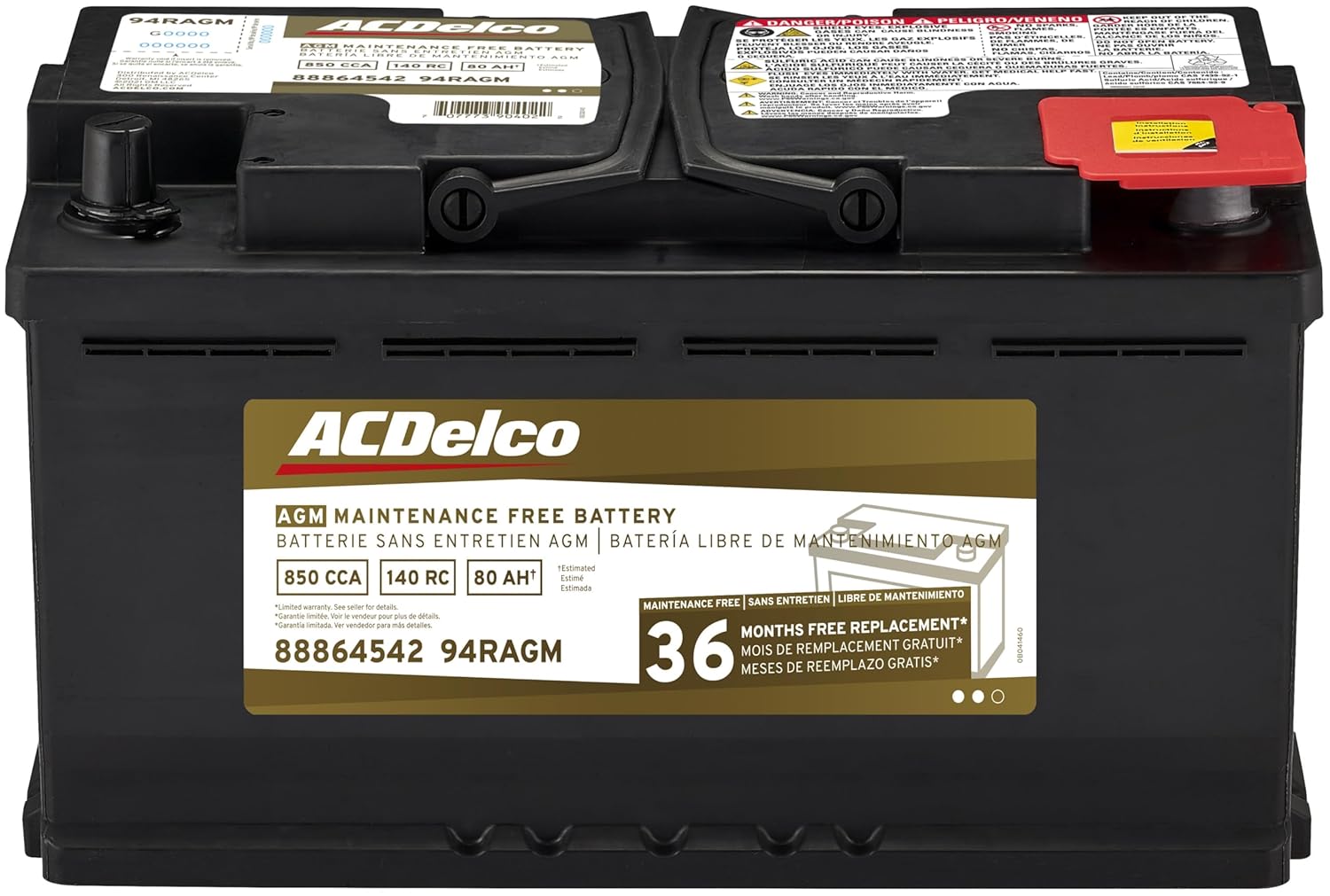 ACDelco Gold 94RAGM 88864542 36 Month Warranty AGM BCI Group 94R Battery