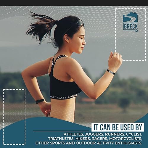Miniatura 5 de BRECK iD Pulsera SPRINT de alerta médica para hombres y mujeres  Pulseras de silicona elásticas y cómodas para identificación  Información médica y