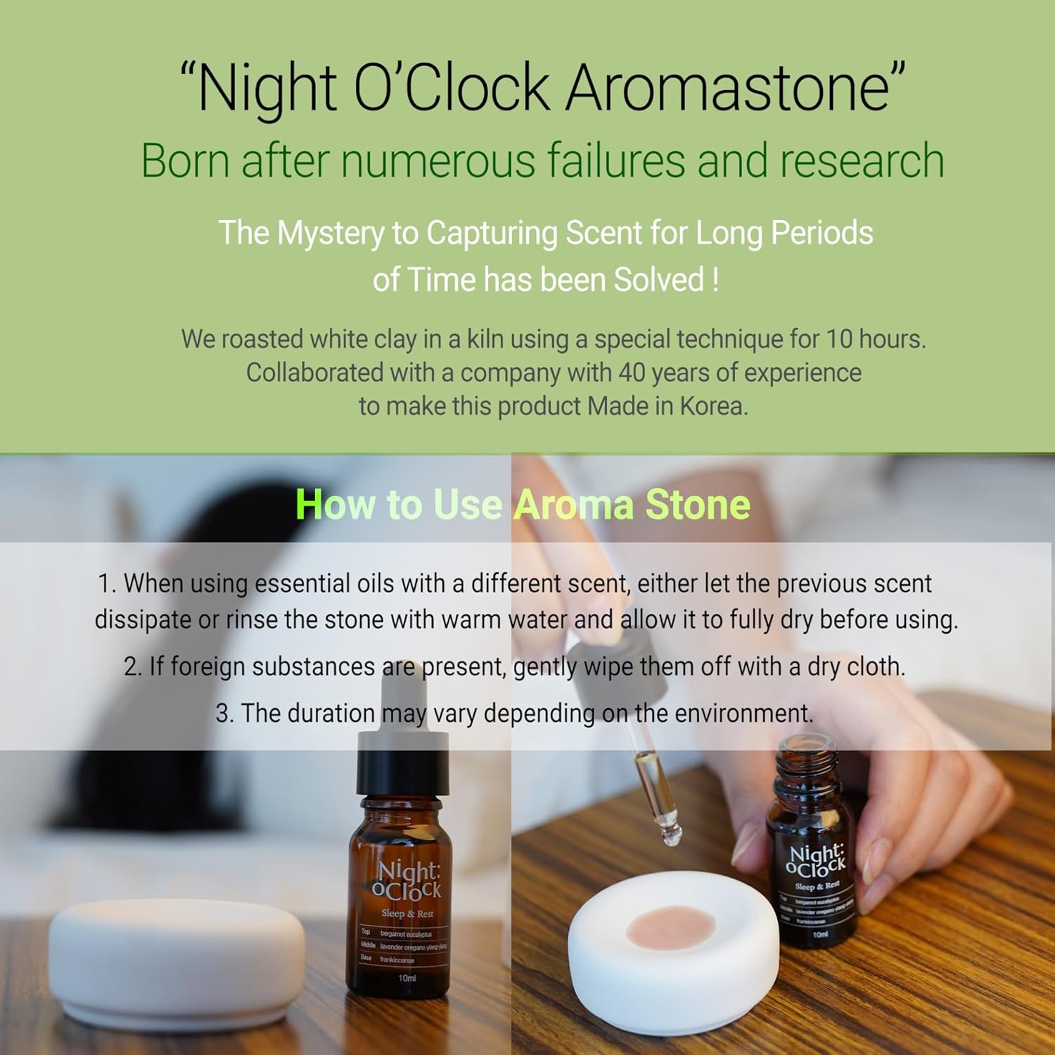 Night:o Clock Essential Aroma Oil & Aroma Stock Gift Set, 100% Pure Natural Oil (Set of 4)