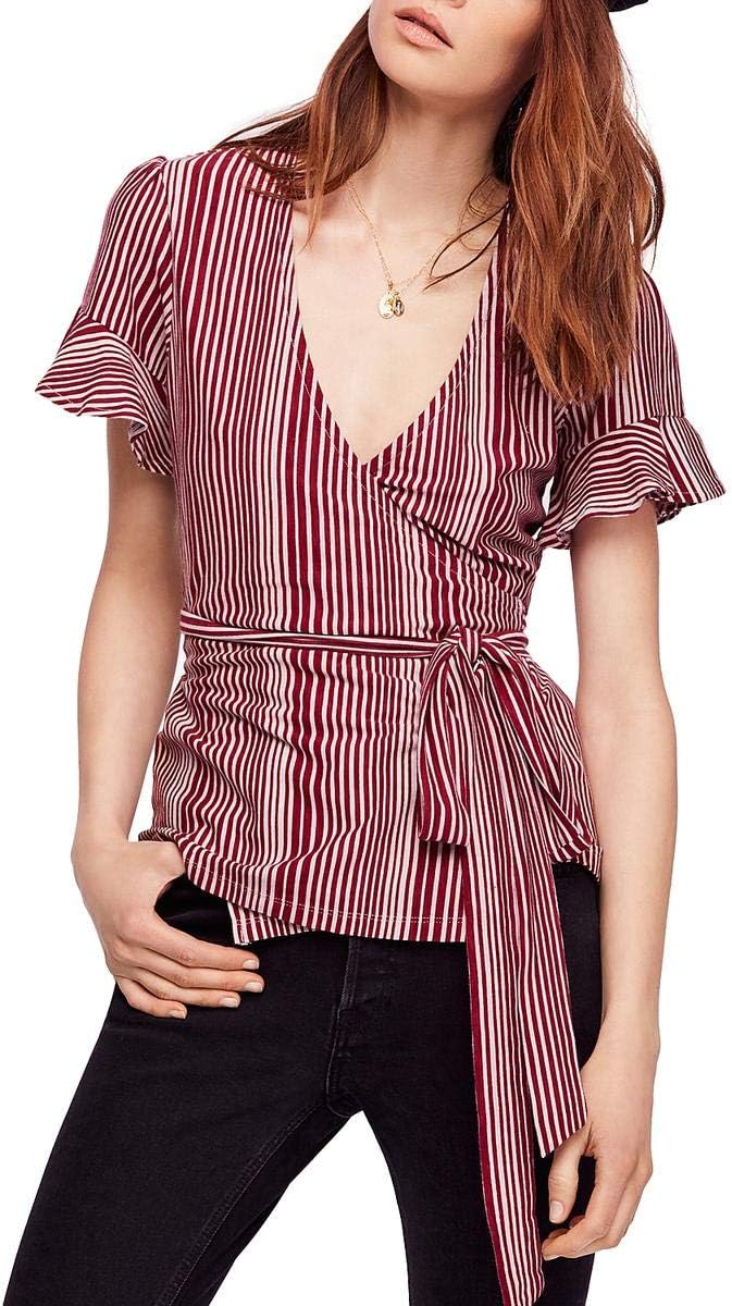 Free People Womens Wrapped Around My Finger Wrap Blouse
