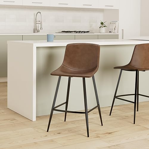 Miniatura 2 de 5Rcom Juego de 2 taburetes de mostrador de 24 pulgadas, sillas de altura de mostrador con respaldo y reposapiés para isla de cocina, taburetes de