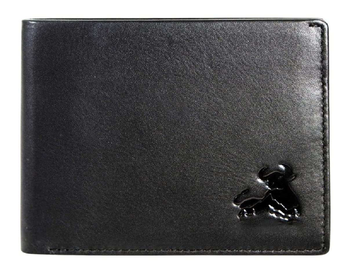 Contacts Men's Black Genuine Leather RFID Blocking Bifold Wallet | 11 Card Slots, 1 ID Window