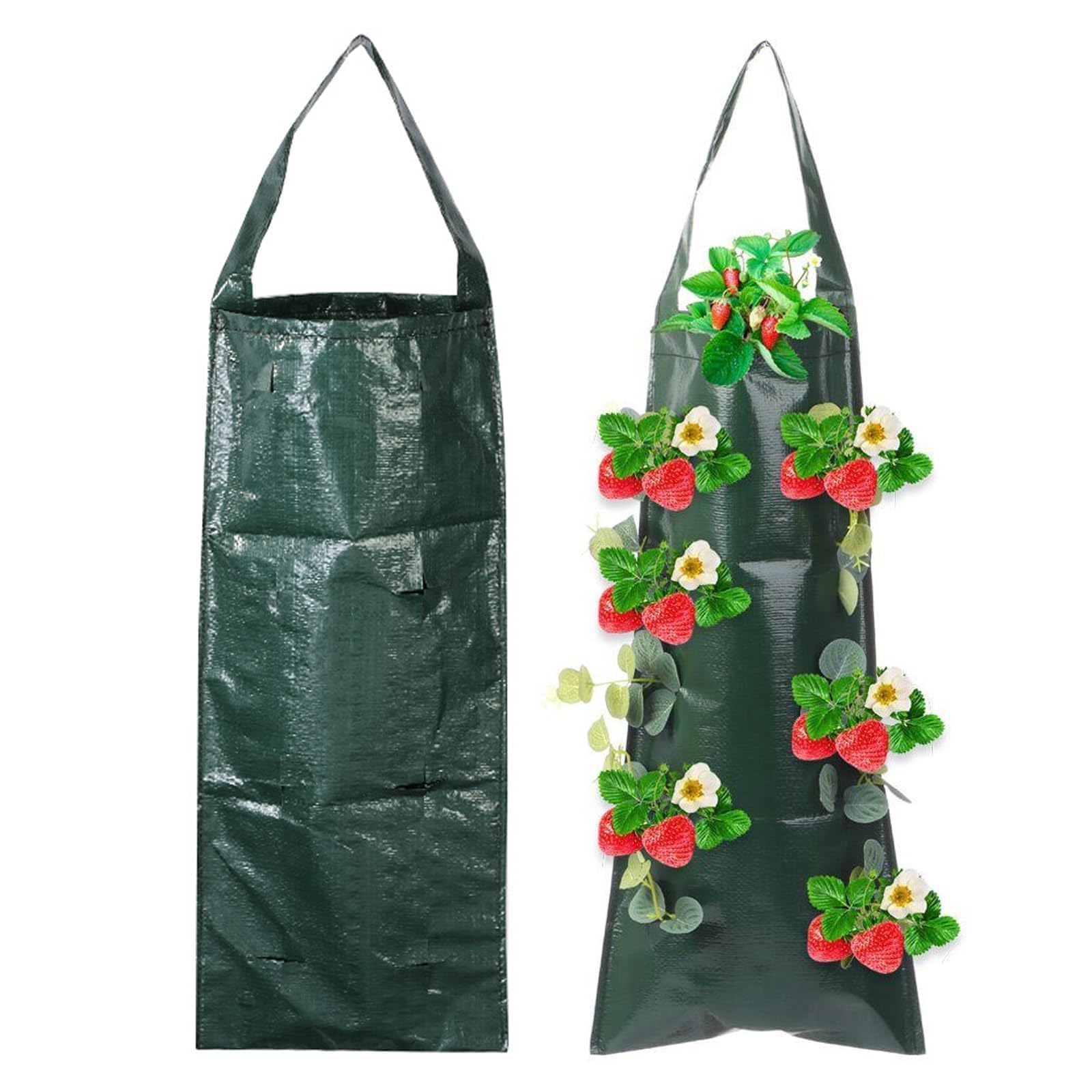 2 Pcs Hanging Strawberry Grow Bags, Hanging-Strawberry Planter Strawberry Planter, Gardening Vegetable Garden, Suitable for Tomato Growing Herbs Carrots Potatoes Strawberries, for Planting Enthusiast