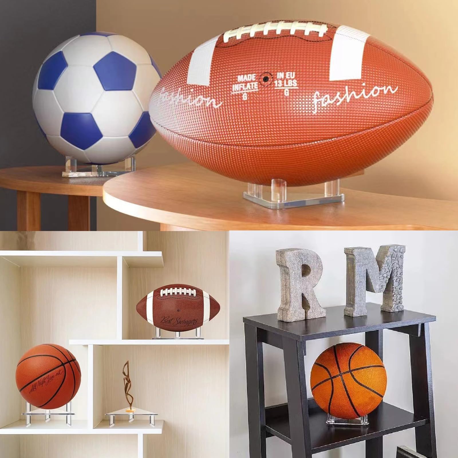 Soporte de Pelotas, Soporte Acrílico de Balones De Fútbol, Soporte de Exhibición de Pelota Transparente, Estante de Almacenamiento de Bola para Baloncesto Voleibol Rugby Pelotas Deportivas