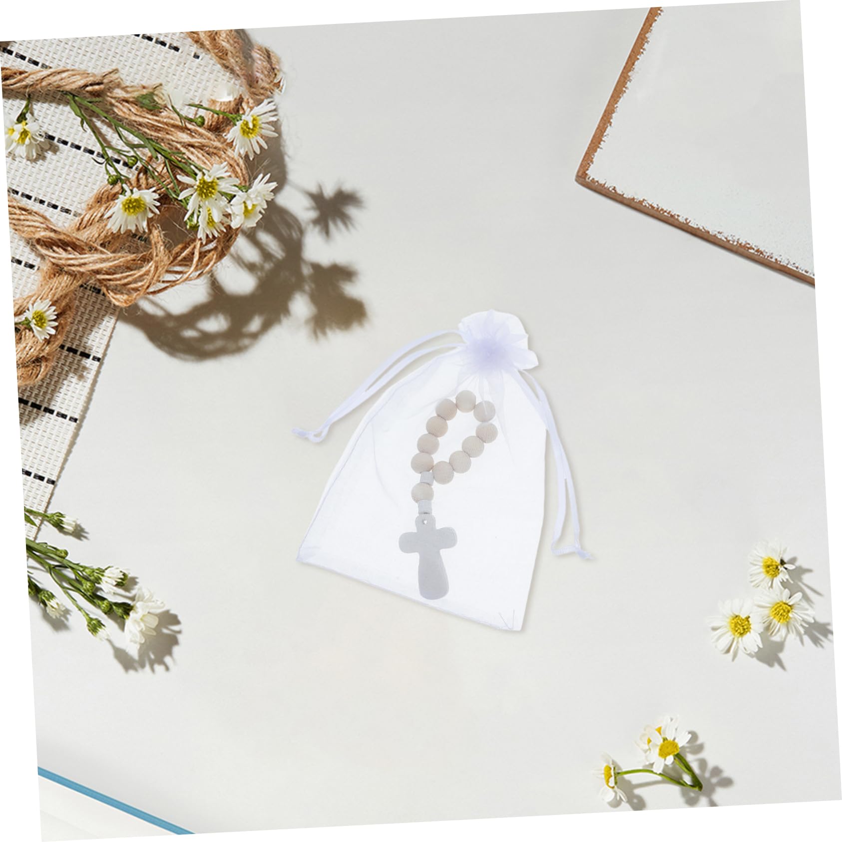40juegos Cuentas De Bendición Madera De Pequeños Con Dijes De Cruz Para Recuerdo De Bautismo Pulseras De Comunión Para Regalos De Shower